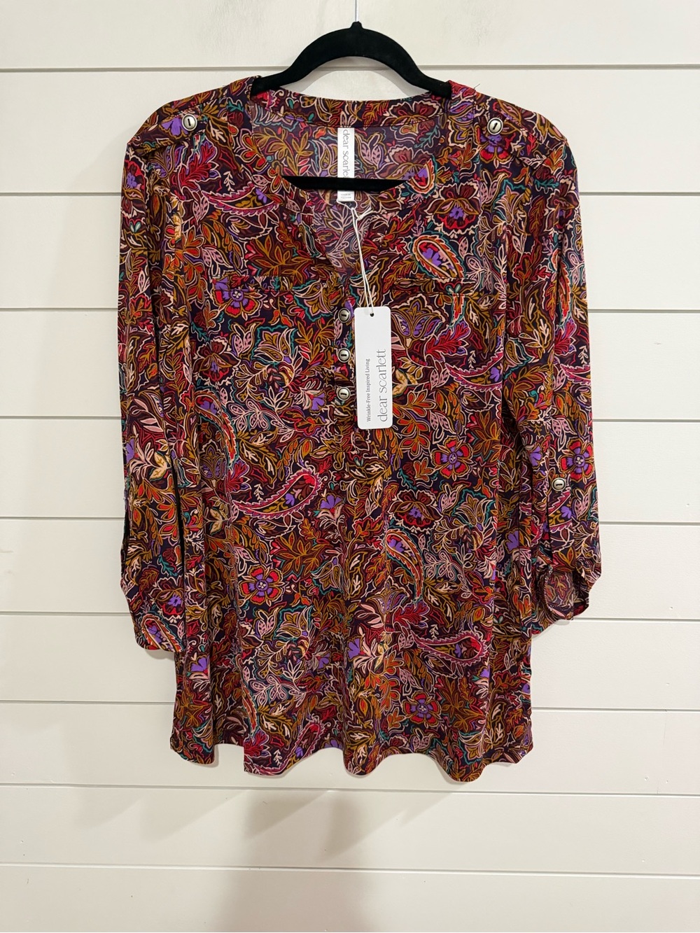 Dear Scarlett Multicolor Paisley Button-Shoulder Tunic